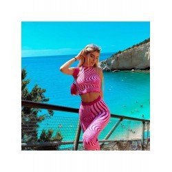 Ripple Sleeveless Crop Top And Trosuer Women's Suits  Ripple Sleeveless Crop Top And Trosuer Women's Suits