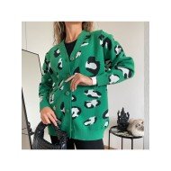  2024 V-neck Animal Print Women's Sweater