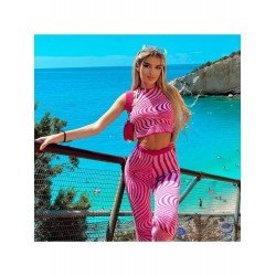 Ripple Sleeveless Crop Top And Trosuer Women's Suits  Ripple Sleeveless Crop Top And Trosuer Women's Suits