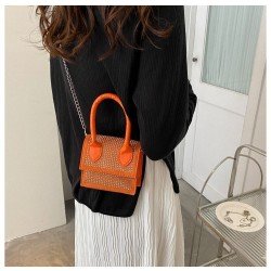  PU Hot Drilling Pure Color Cross Body Bag