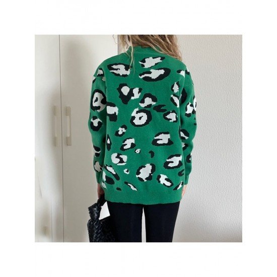  2024 V-neck Animal Print Women's Sweater