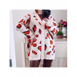  2024 V-neck Animal Print Women's Sweater