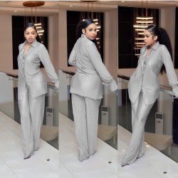  Casual Loose Pure Color Women's Trouser Suits