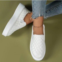  PU Pure Color Casual Platform Women's Flat Shoes