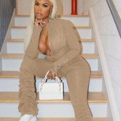  Pure Color Women's Casual Trouser Sets