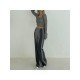  Fashion Contrast Color Patchwork Low Waist Bootcut Pants