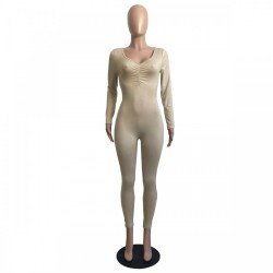 Casual Solid Long Sleeve Women Jumpsuits