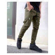 Casual Black Zip Pocket Pencil Pants For Men