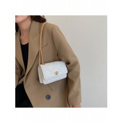 Simple PU Rhombus Lattice Pure Color Chain Bag  Simple PU Rhombus Lattice Pure Color Chain Bag