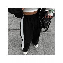 Black Contrast Color Straight Leg Trousers For Women Black Contrast Color Straight Leg Trousers For Women