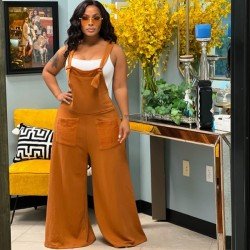 Backless Wide Leg Sleeveless Overall Jumpsuits For Women