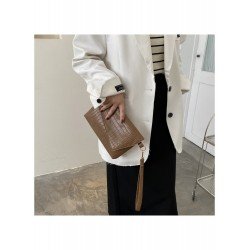  Fashion PU Crocodile Print Pure Color Handbag
