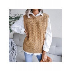 Sleeveless Pure Color Women Sweater Vest