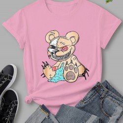 Skull Crazy Bear Graphic T Shirts For Women