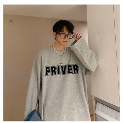  Vintage Letter Printed Loose Long Sleeve Top
