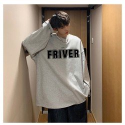  Vintage Letter Printed Loose Long Sleeve Top