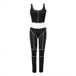  Sexy U Neck Patchwork Backless Women's Sleeveless Jumpsuit