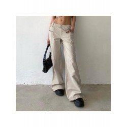 Zip Pockets Solid Low Rise Cargo Jeans Zip Pockets Solid Low Rise Cargo Jeans