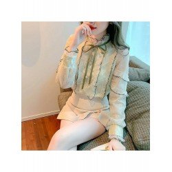  2024 Fall Elegant Bow Women's Long Sleeve Shirt