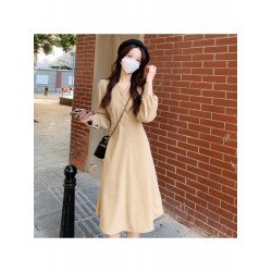 French Gentle Corduroy V Neck Ladies Dress  French Gentle Corduroy V Neck Ladies Dress
