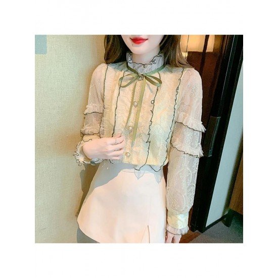  2024 Fall Elegant Bow Women's Long Sleeve Shirt
