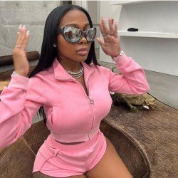  Autumn New Solid Color Zipper Long Sleeve Sports Suit