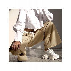 Patchwork Wide Leg Drawstring Ladies Trouser Pants Patchwork Wide Leg Drawstring Ladies Trouser Pants