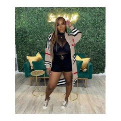  Casual Plaid Knitting Long Sleeve Coats