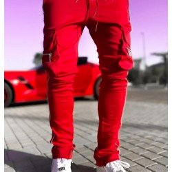  Leisure Letter Hot Drilling Zipper Men's Pants