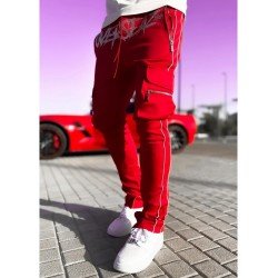 Leisure Letter Hot Drilling Zipper Men's Pants