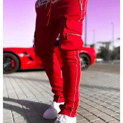  Leisure Letter Hot Drilling Zipper Men's Pants