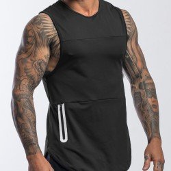  Men's Quick-drying Zipper Pure Color Sports Tanks