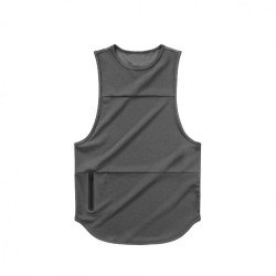  Men's Quick-drying Zipper Pure Color Sports Tanks