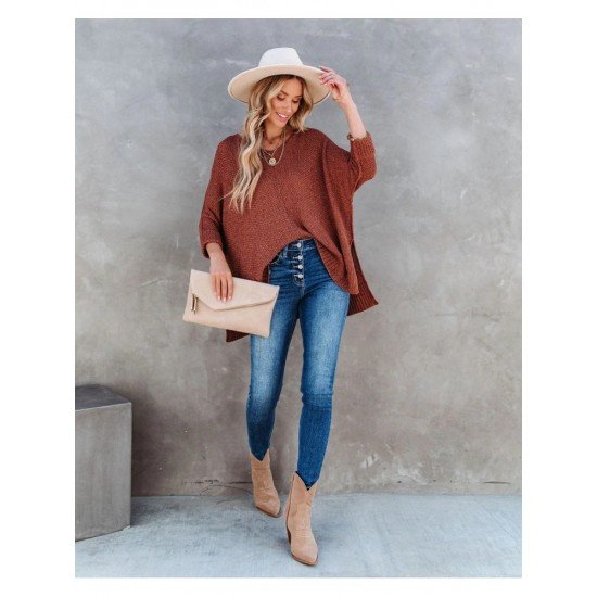  2024 Fall V-Neck Pure Color Women's Sweater