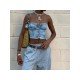  2024 Stylish Pure Color Backless Women's Denim Vest