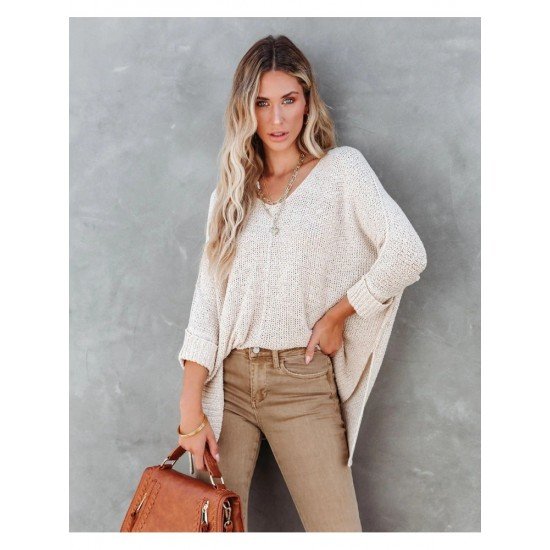  2024 Fall V-Neck Pure Color Women's Sweater