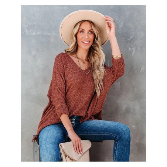  2024 Fall V-Neck Pure Color Women's Sweater