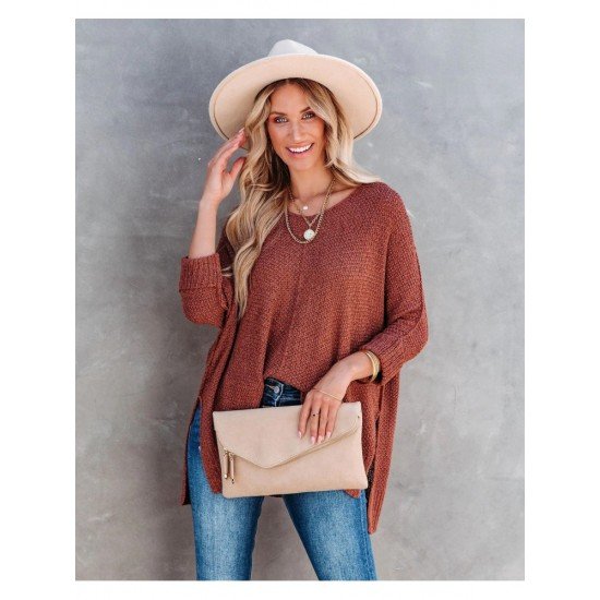  2024 Fall V-Neck Pure Color Women's Sweater