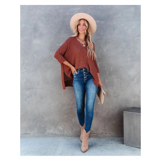  2024 Fall V-Neck Pure Color Women's Sweater