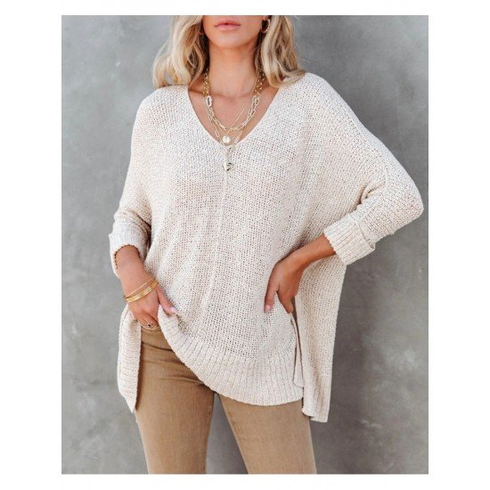  2024 Fall V-Neck Pure Color Women's Sweater