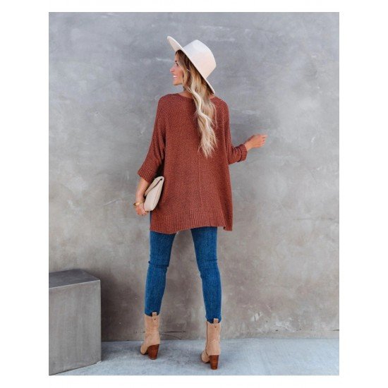  2024 Fall V-Neck Pure Color Women's Sweater