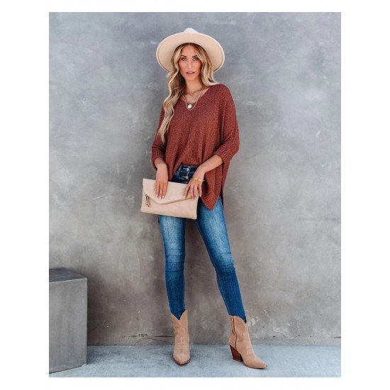  2024 Fall V-Neck Pure Color Women's Sweater