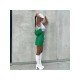  2024 High Waist Rhombus Lattice Green Skirt