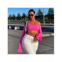  Design Halter Bandage Backless Women's Short Top