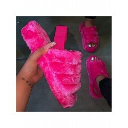 Casual Plush Comfy Pure Color Platform Sandals  Casual Plush Comfy Pure Color Platform Sandals