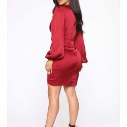  Sexy V-Neck Pure Color Party Dress