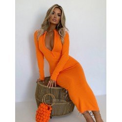 Simple Solid Zip Long Sleeve Dresses For Women Simple Solid Zip Long Sleeve Dresses For Women