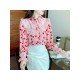  2024 Heart Printing Beaded Women's Chiffon Shirt