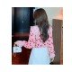  2024 Heart Printing Beaded Women's Chiffon Shirt