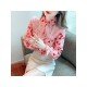  2024 Heart Printing Beaded Women's Chiffon Shirt